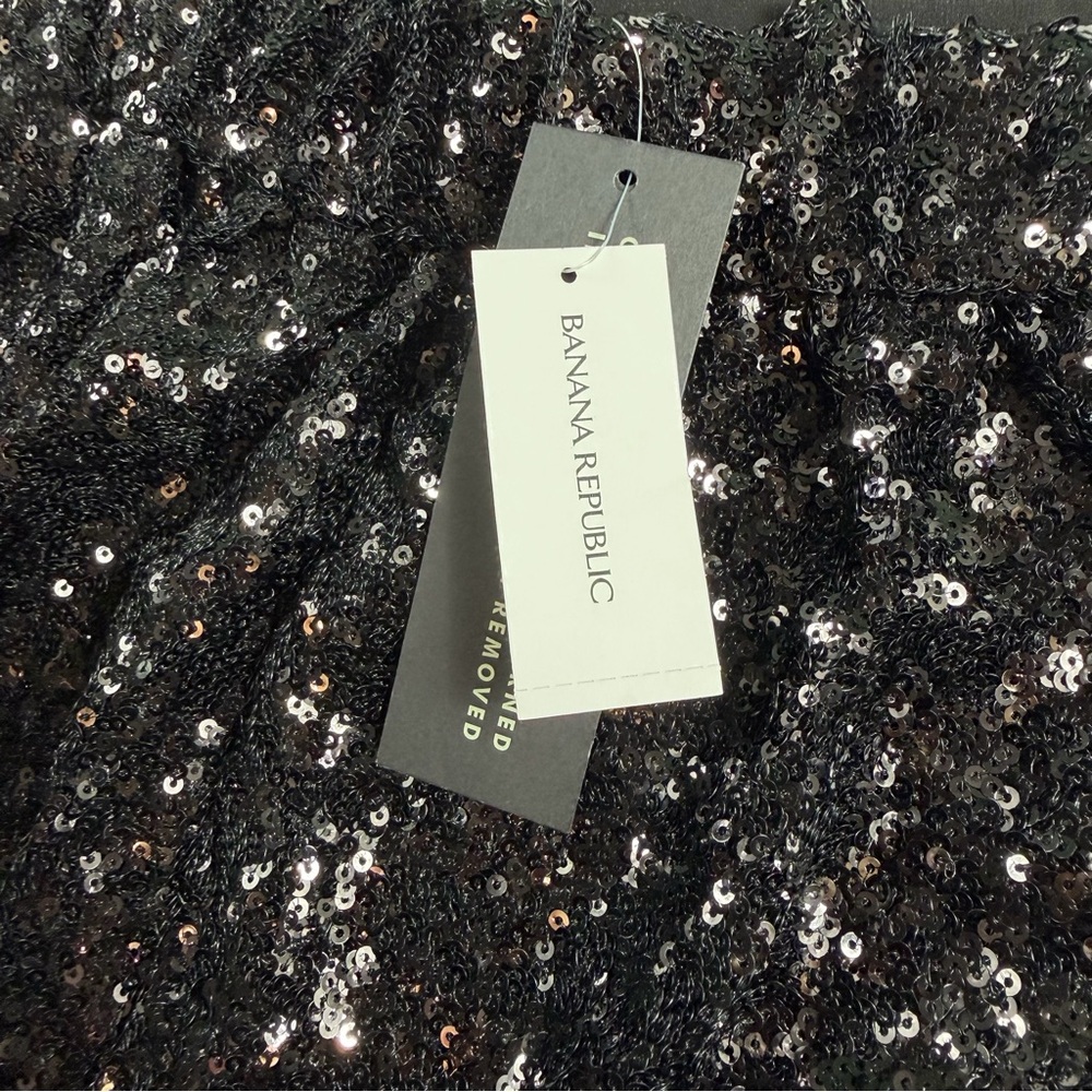 Banana Republic Glam Black Sequin Wide-Leg Pants M NWT Cocktail Glam Disco - Picture 4 of 13